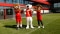 The image shows the three mascot bears from FC Bayern Munich and Viessmann Climate Solutions
