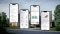 The image shows the app screen of Savings Assistant with a modern residential building in the background.