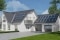 L'illustration représente une maison moderne dotée de systèmes d'énergie tels qu'une installation photovoltaïque pour générer de l'électricité.